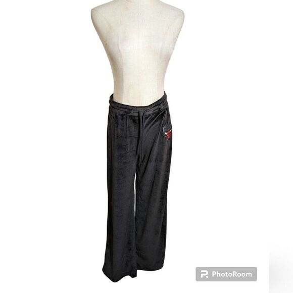 NBA Chicago Bulls Black Velour Pants - Picture 1 of 6